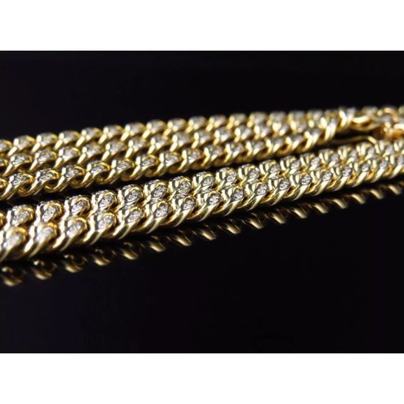 Solid Gold Diamond Miami Cuban Link Chain NEW - Picture 3 of 6
